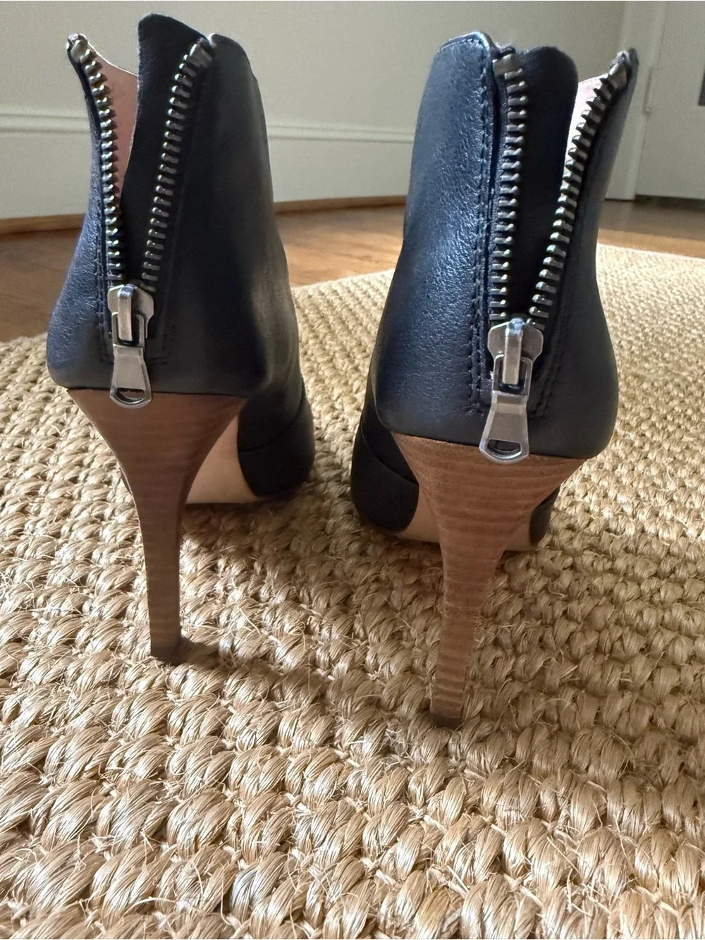 Madewell Jules Black Leather Heeled Ankle Booties